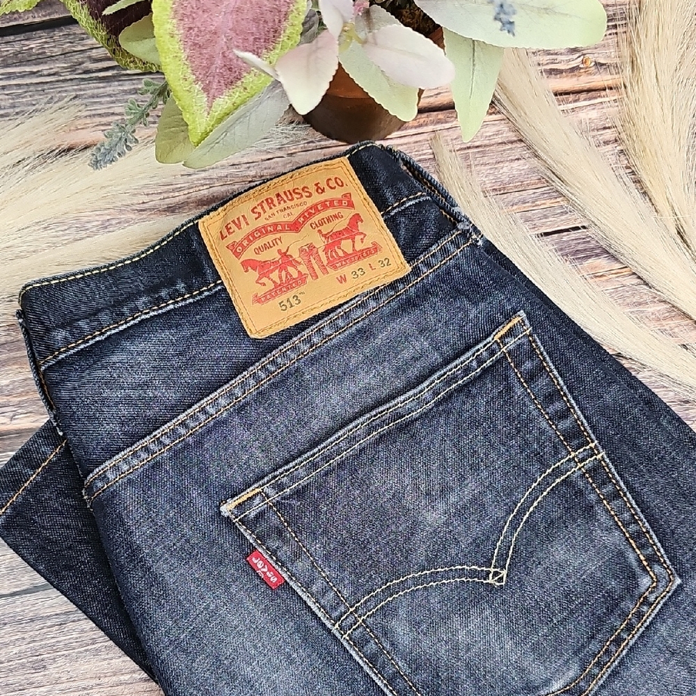 LEVI'S 513 SLIM-STRAIGHT DENIM BLUE JEANS